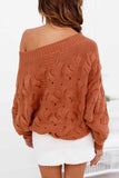 Chicindress Strapless Hollow Lantern Sleeve Sweater(3 Colors)
