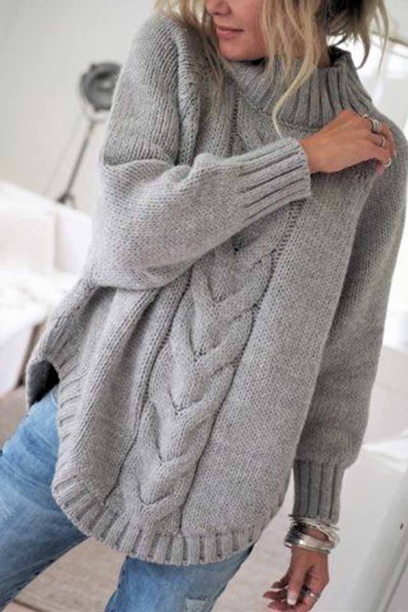 Chicindress Turtleneck Loose Knitted Jumper Winter Streetwear Sweater(3 Colors)