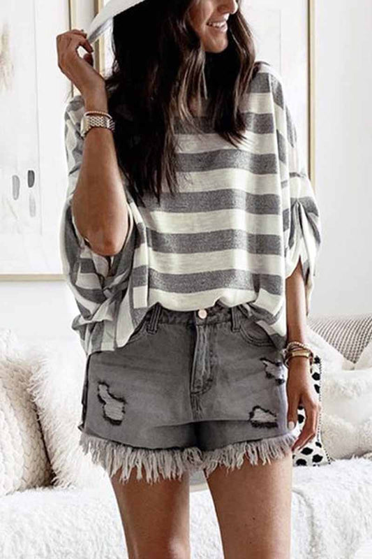 Chicindress Striped Loose Round Neck Top