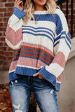 Chicindress Paneled Knitted Striped Sweater