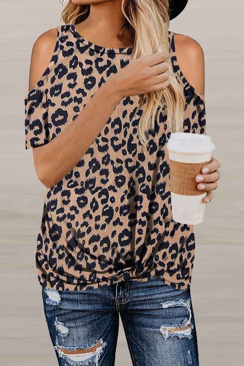 Chicindress Off-Shoulder Leopard Print T-Shirt ( 2 Colors )