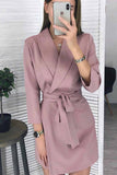 Chicindress Solid Color Long Sleeve Suit Collar Mini Dresses(3 Colors)