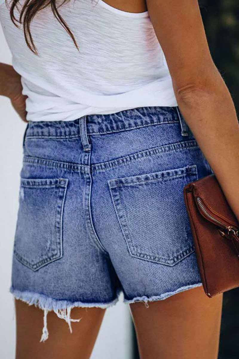 Chicindress Ripped & Repaired Denim Shorts