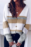 Chicindress Long Sleeve V Neck Color-Block Sweater
