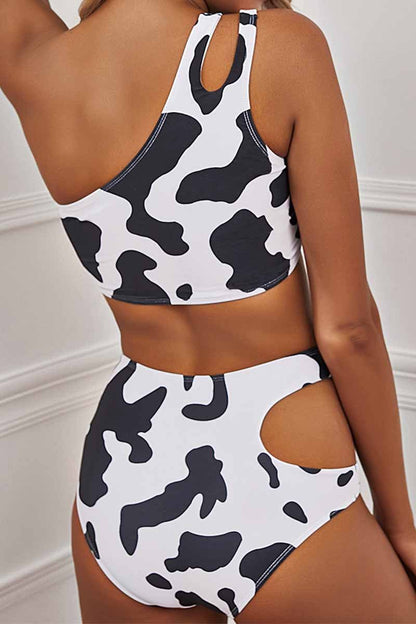 Chicindress Two-Piece Cow Pattern Digital Printing Split Swimsuit