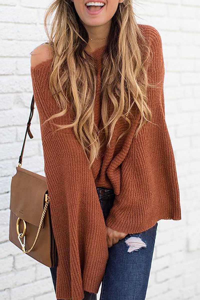 Chicindress Fashion Wide Sleeve Knitted Sweater