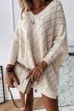 Chicindress V-Neck Solid Color Hollow Bat Sleeve Sweater
