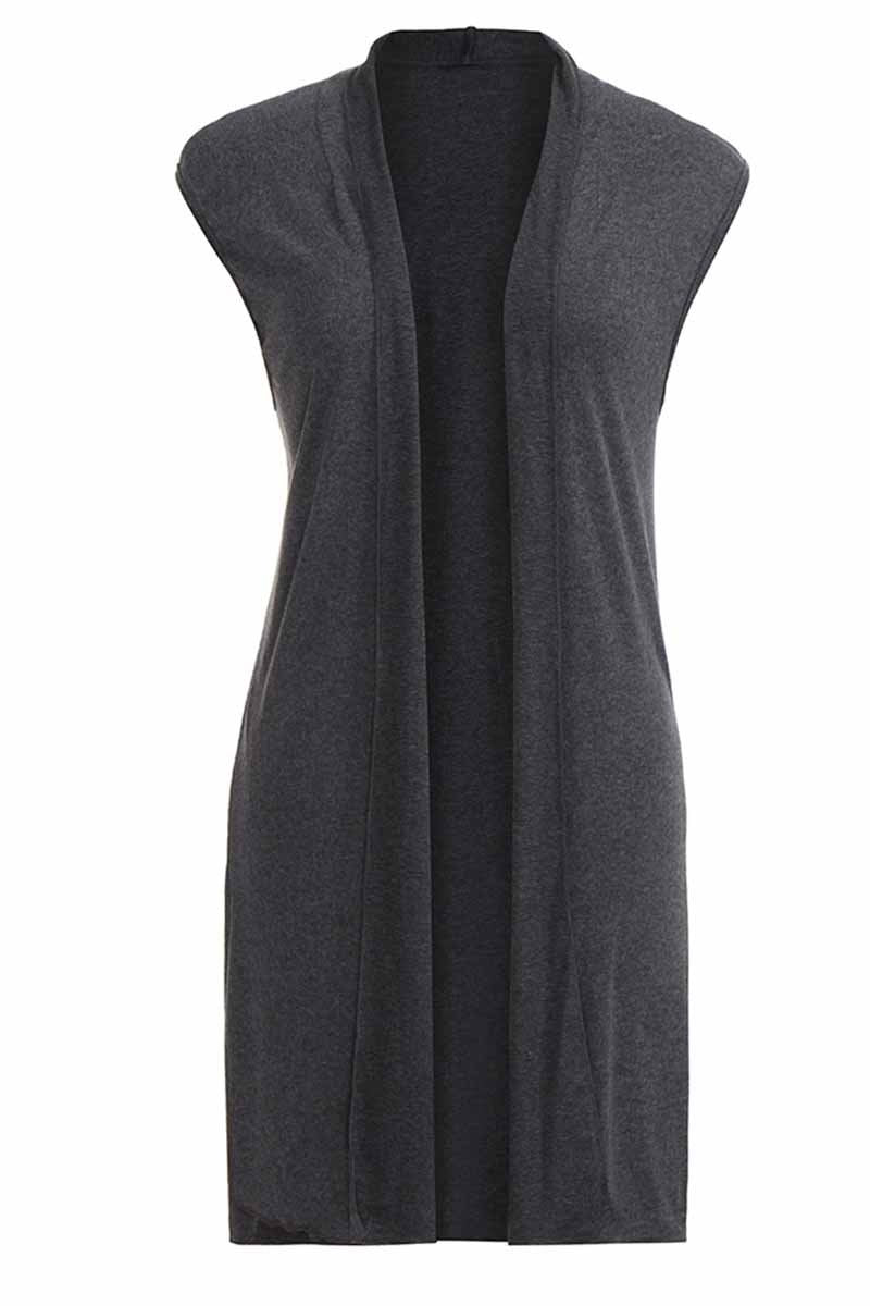 Chicindress Solid Color Mid-length Vest