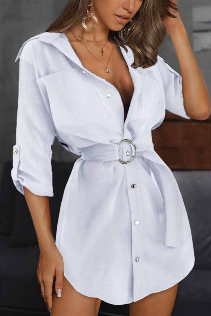 Chicindress Pure Color Casual Sleeve Sleeve Tie Mini Dresses(3 Colors)