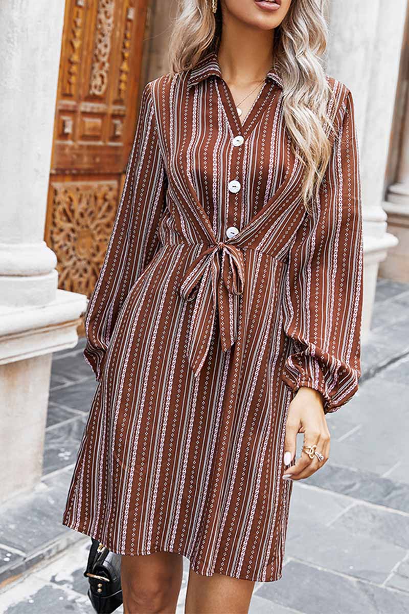 Chicindress Loose Classic Striped Shirt Mini Dress