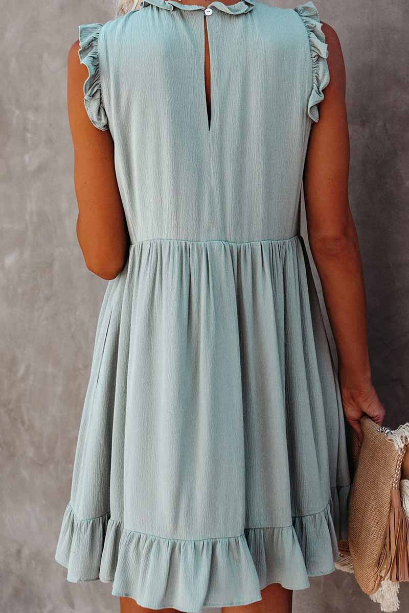 Chicindress Solid Color Ruffled Waist Mini Dress