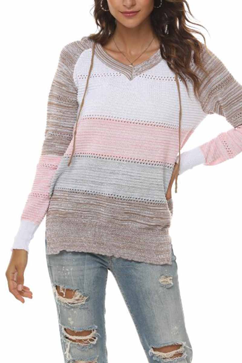 Chicindress Striped Color-Block Knitted Sweater