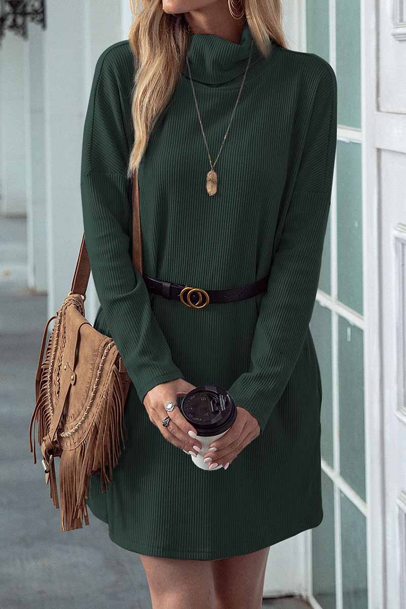 Chicindress Solid Color Round Neck Dress