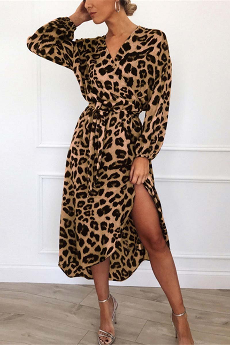 Chicindress V Neck Sexy Leopard Dress(4 Colors)