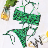 Chicindress Split Leopard Bikini Swimsuit(2 colors)