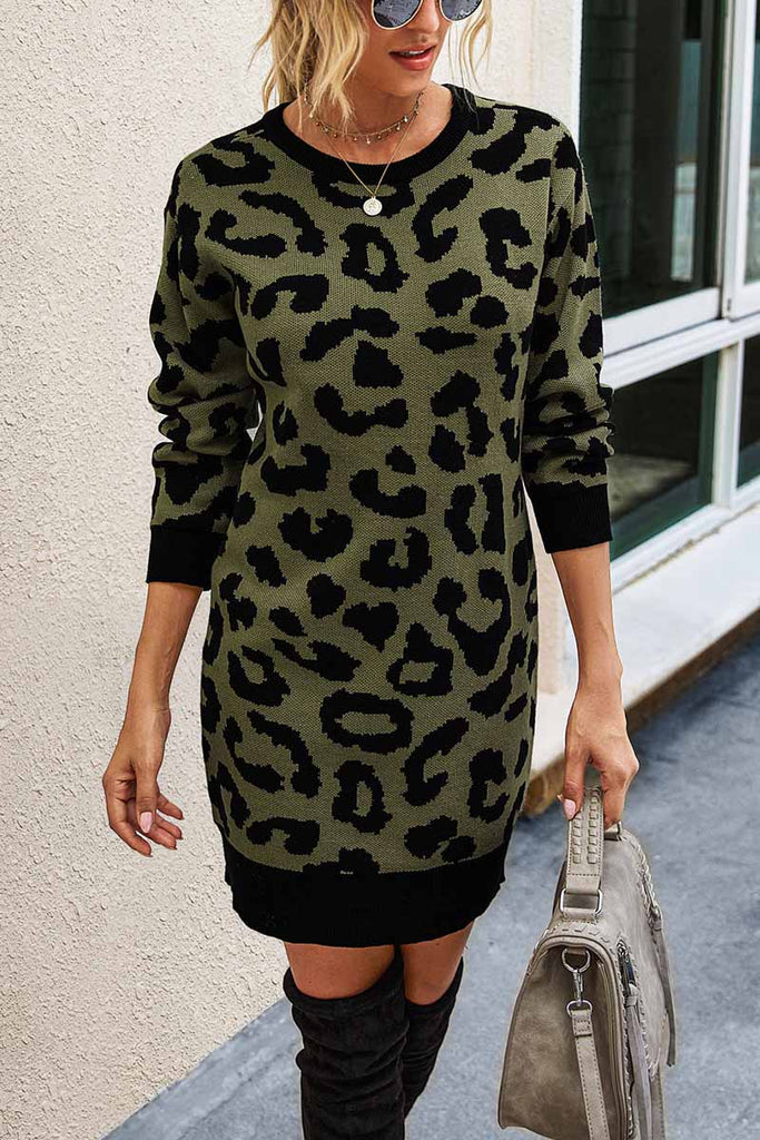 Chicindress Leopard Print Oneck Mini Dress – chicindress