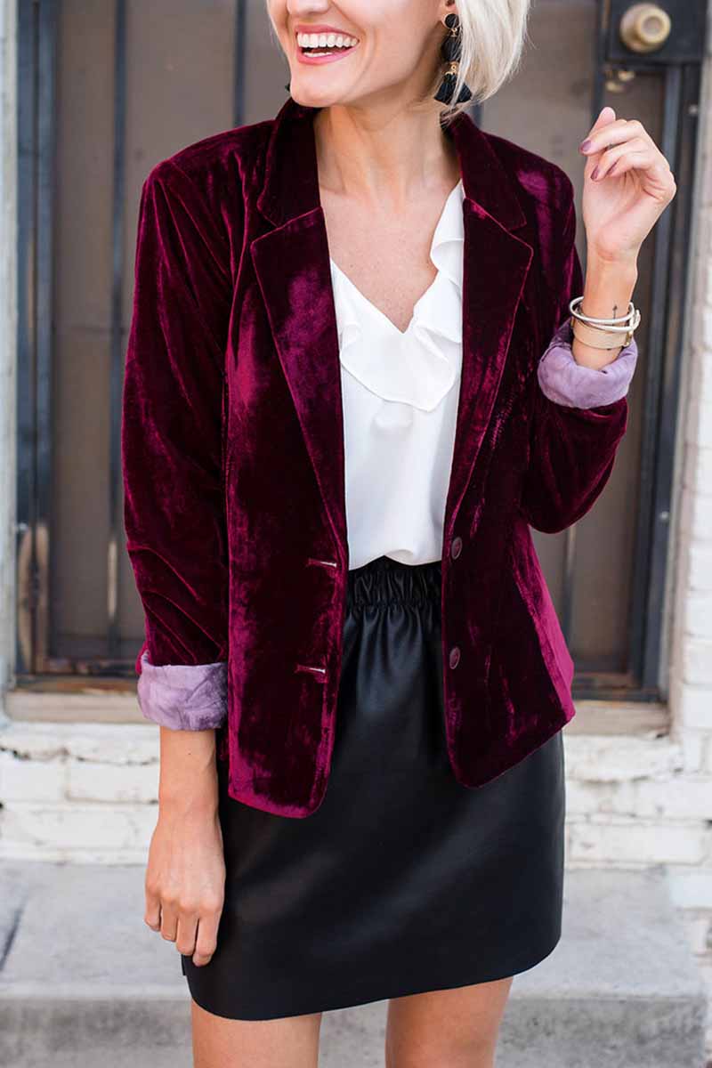 Chicindress Solid Color Slim Long-Sleeved Suede Blazer Tops ( 3 Colors）