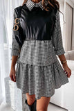 Chicindress Shirt skirt and leather stitching Mini Dress