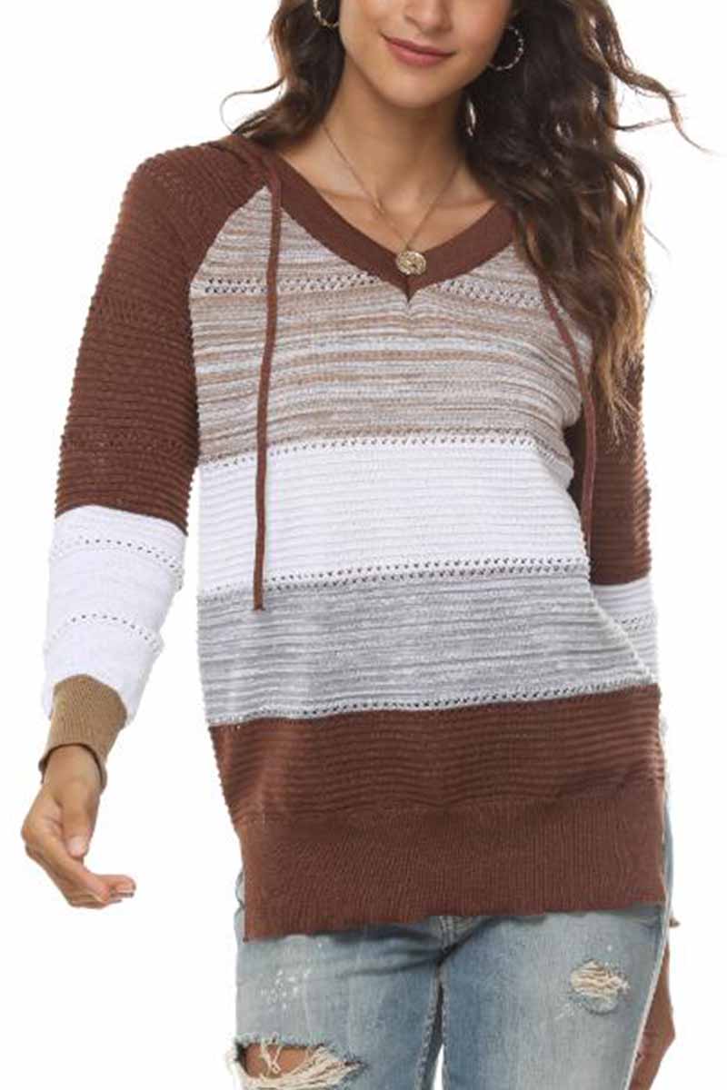 Chicindress Striped Color-Block Knitted Sweater