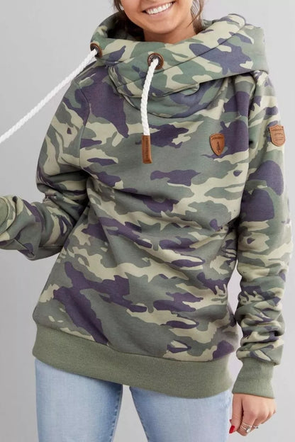 Chicindress Camouflage Loose Hooded Sweatshirt Tops