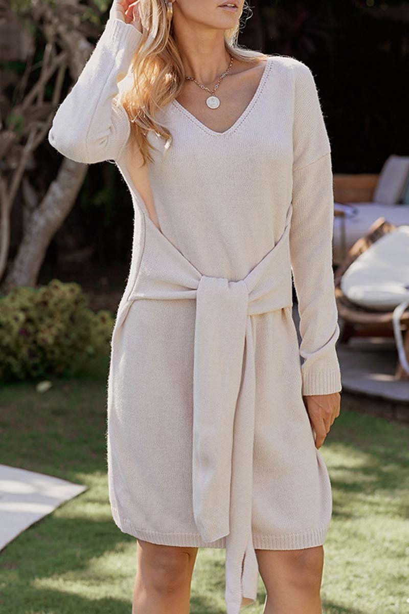 Chicindress Casual Sweater with Half Belt