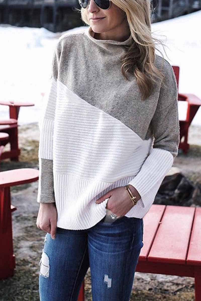 Chicindress Loose Round Contrast Sweater(3 Colors)