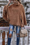 Chicindress Loose High Neck Cape Coat With Fringed