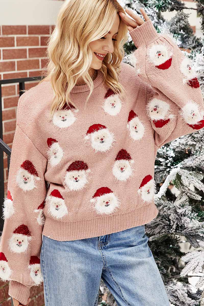 Chicindress Casual Loose Round Neck Santa Sweater