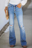 Chicindress Mid Rise Button Front Flare Denim Jeans