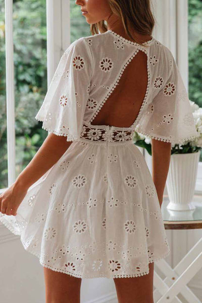 Chicindress O-Neck White Lace Dress