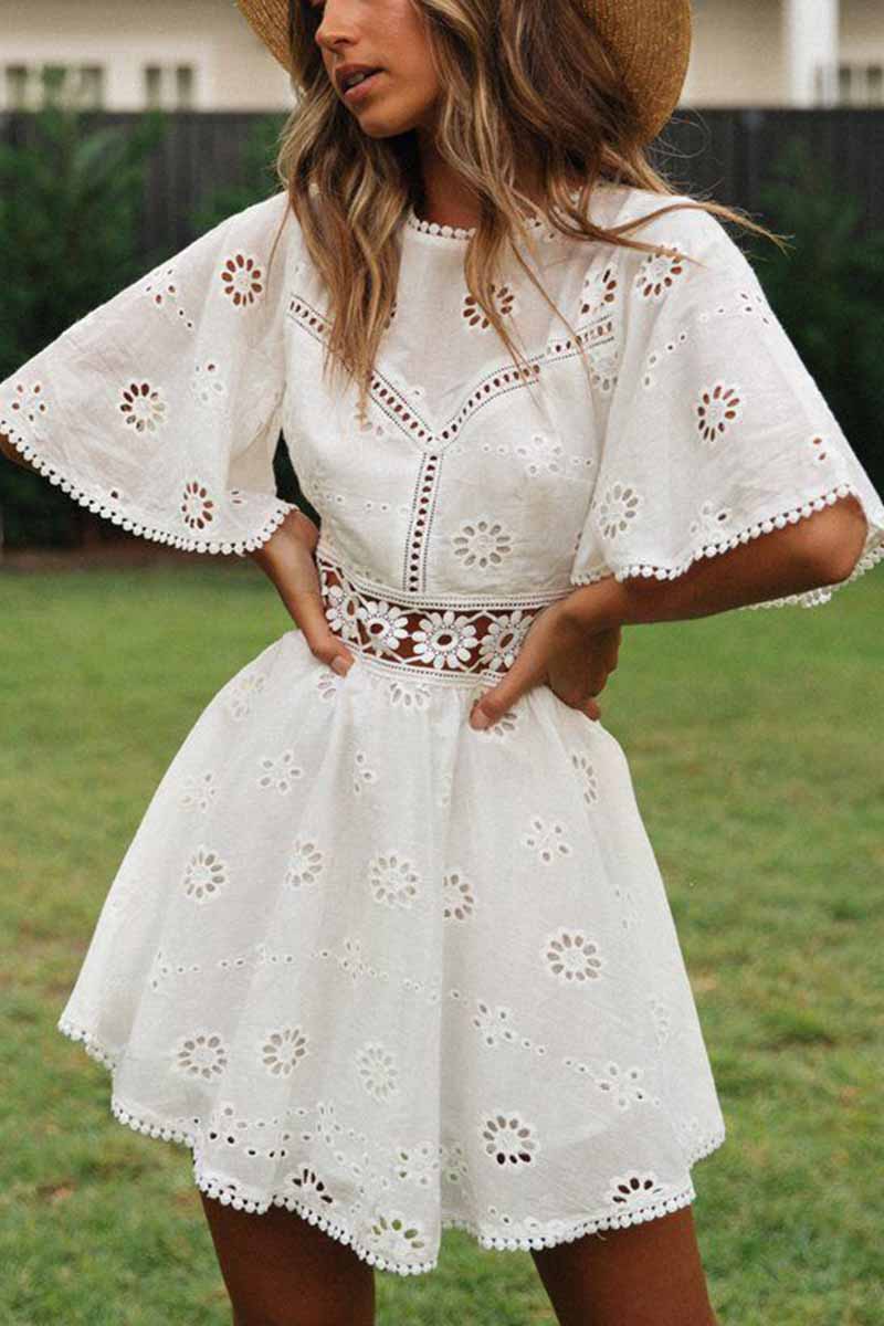Chicindress O-Neck White Lace Dress