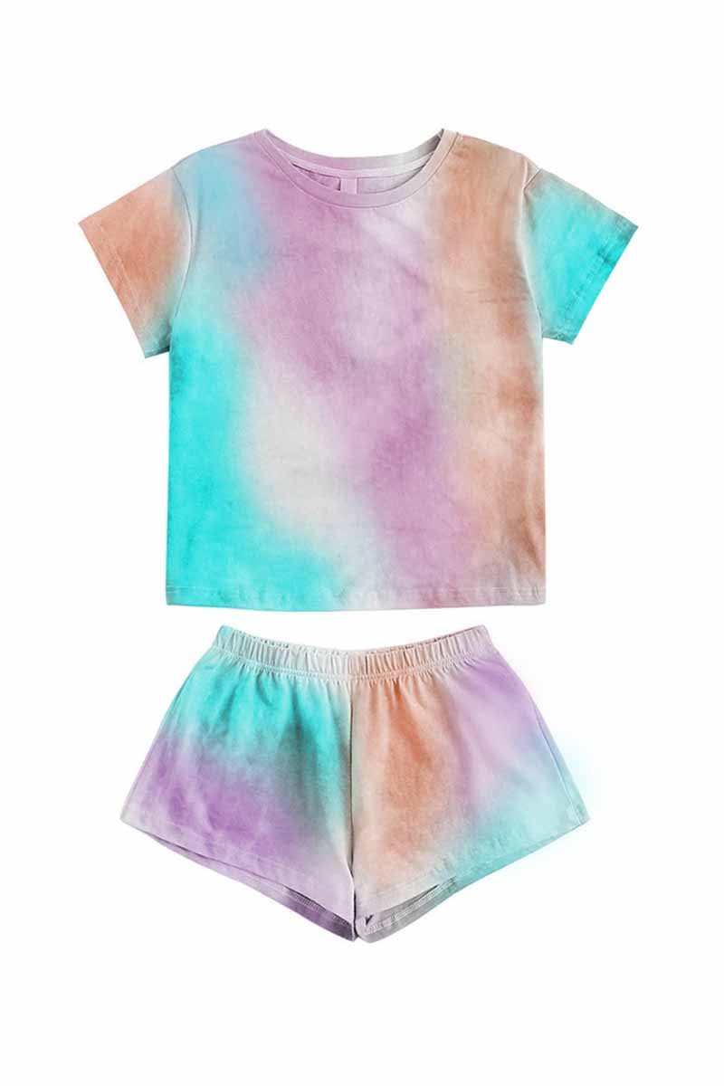 Chicindress Tie-dye Round Neck Two-Pieces Set