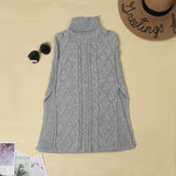 Chicindress High Neck Loose Cable Knit Pattern Stitching Sweater (7 Colors)