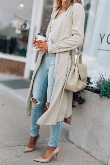 Chicindress Solid Color Long Casual Windbreaker Cardigan