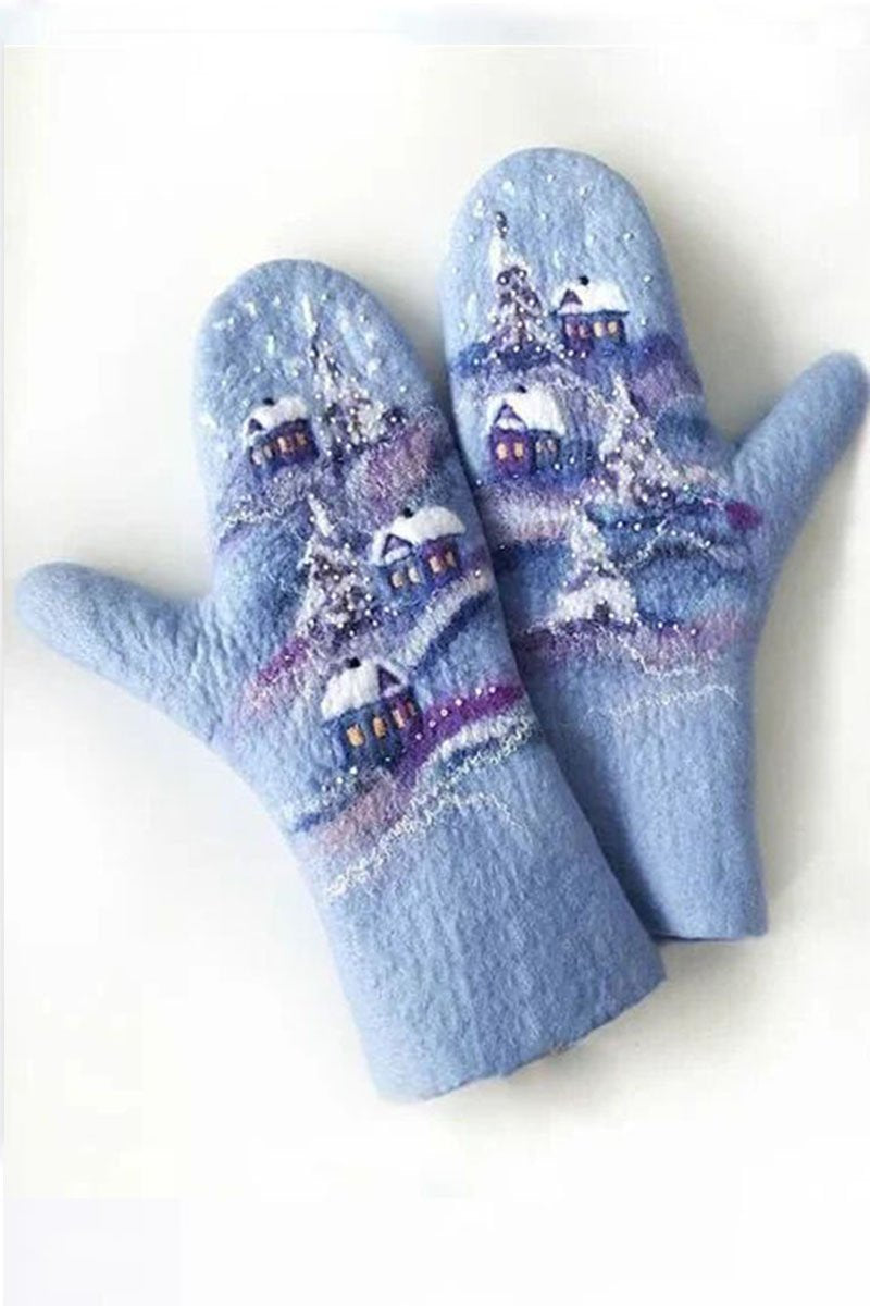 Chicindress Cashmere Thick Printed Winter Warm Christmas Gloves