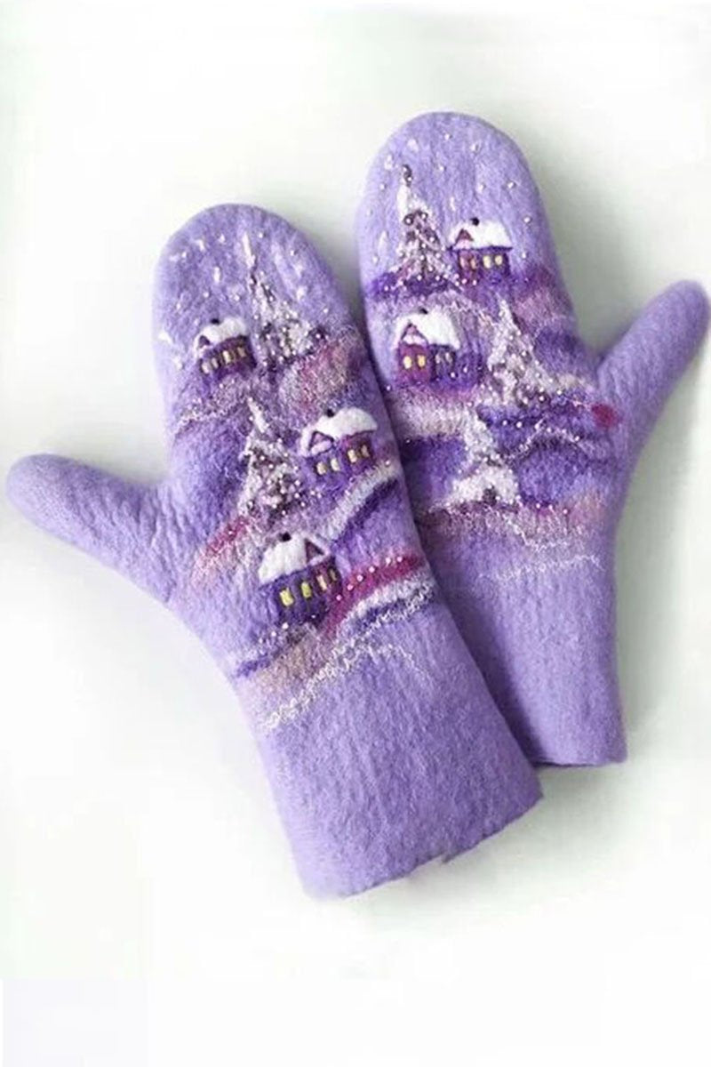 Chicindress Cashmere Thick Printed Winter Warm Christmas Gloves
