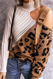 Chicindress Turtleneck Leopard Print Patchwork Cold Sweater